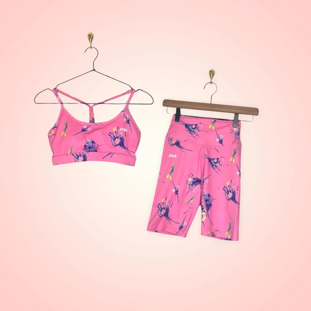 Stax pink floral shorts set (Sz XS)